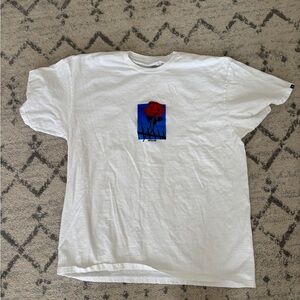 Vans White Tee with Red Rose Graphic